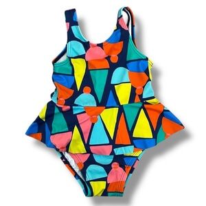 Hanna Andersson Baby Skirted One Piece Swimsuit Size 6-12 Month 70 cm Snow Cones